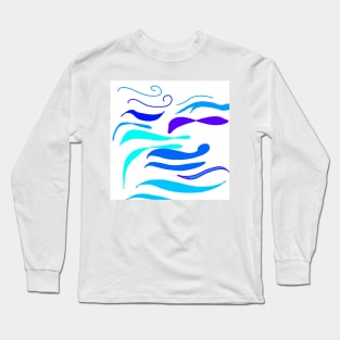 blue water waves beach design Long Sleeve T-Shirt